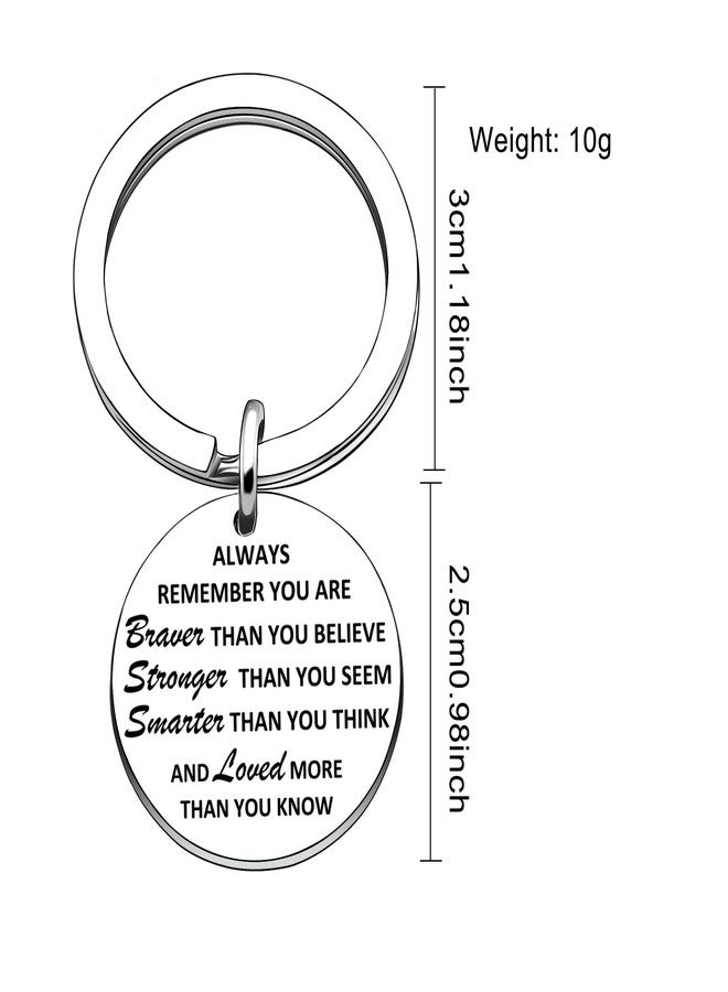 Maxforever Inspirational Gifts, Always Remember You Are Braver, Stronger, Smarter Than You Think Inspirational Quote Pendant Keychain Keyring, for Son Daughter Aunt Niece Family & Friends - Image 2